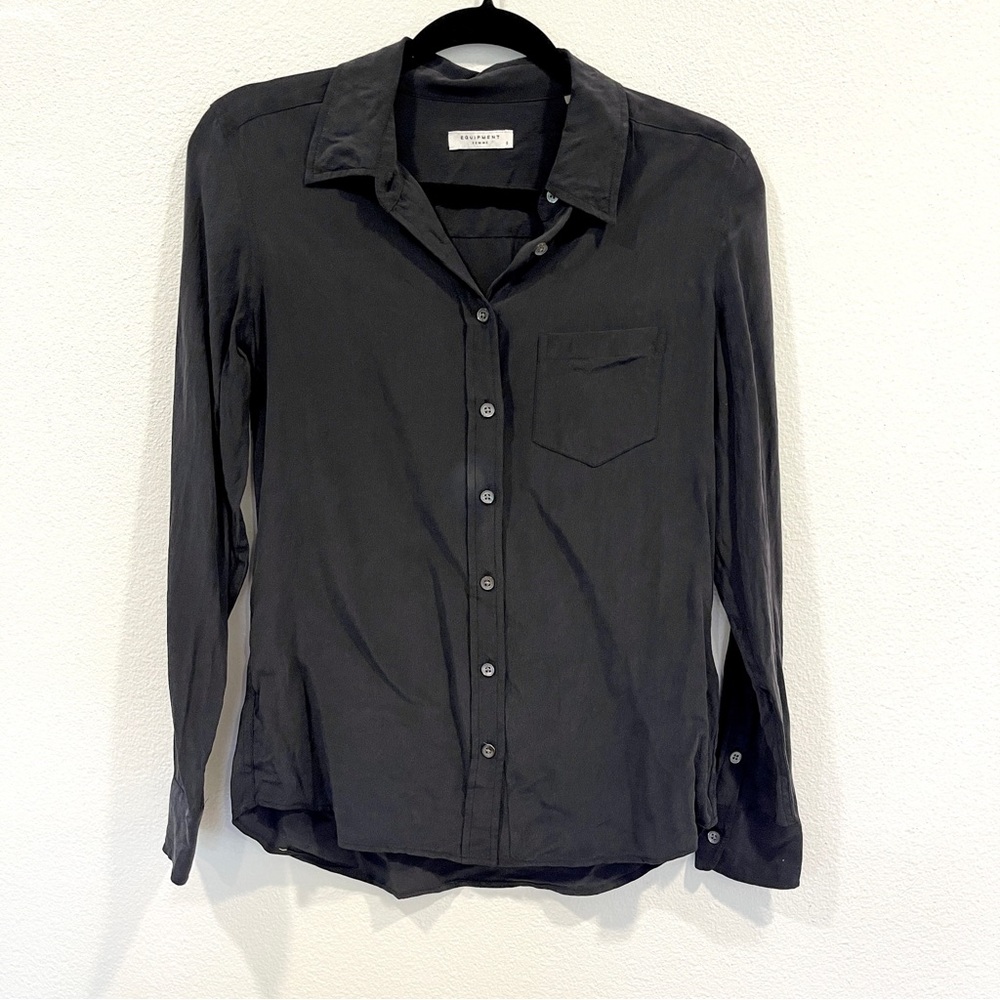 Equipment Black Silk Button Down Sz S